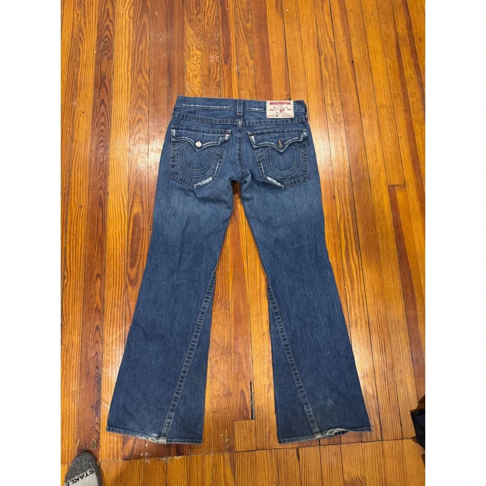 True Religion Joey World Tour Flare Jeans Medium Wash Blue Made in USA Size 33